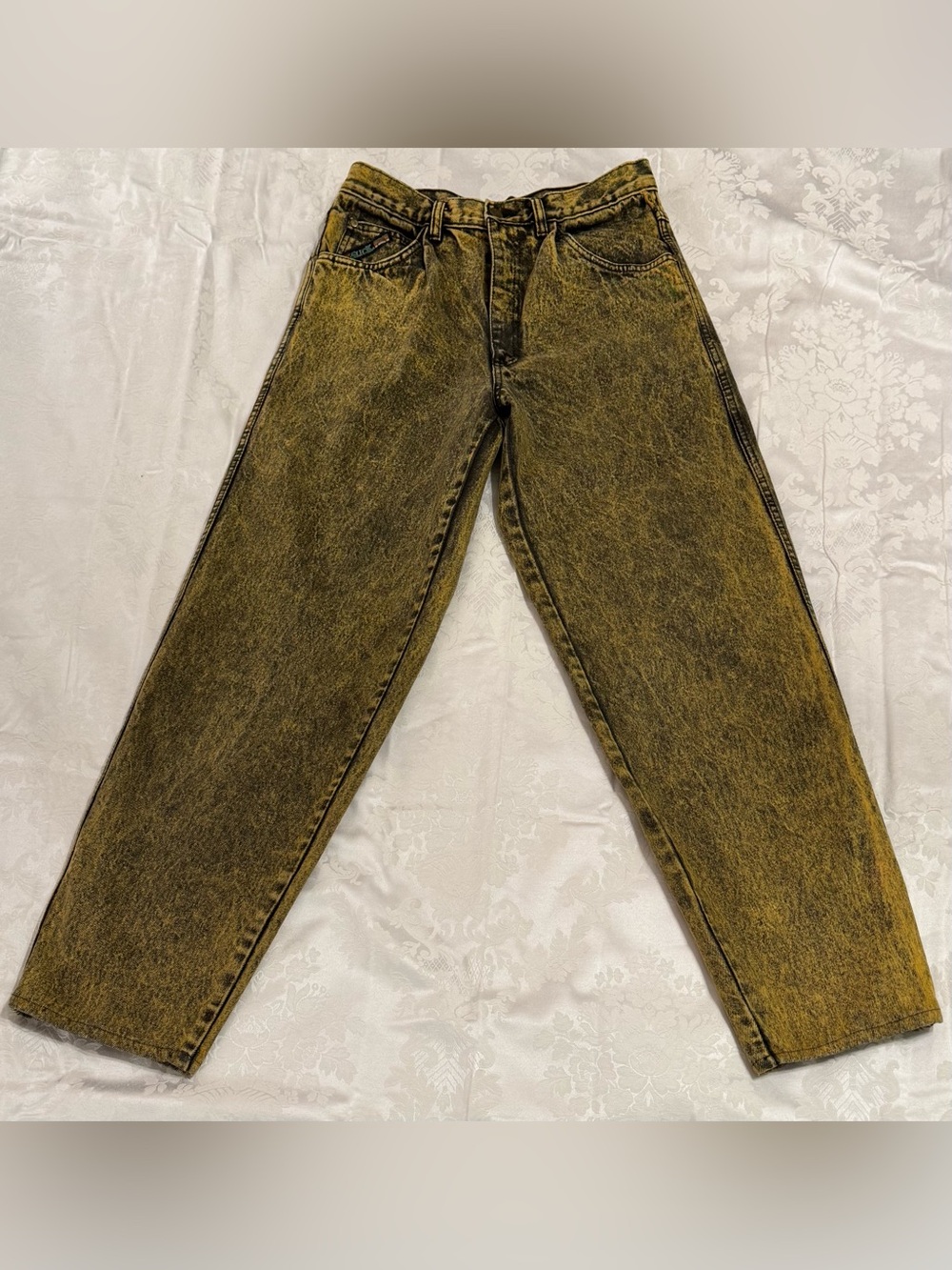 Vintage Slick Straight-leg Men’s Denim, Size 32 x 34,Acid Wash,Y2K,Yellow/Black